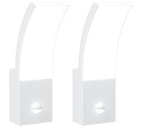 vidaXL Lampes murales d'extérieur LED avec capteur 2 pcs. Blanc Fonte d'aluminium