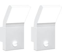 vidaXL Lampes murales d'extérieur LED avec capteur 2 pcs. Blanc Fonte d'aluminium