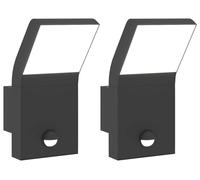 vidaXL Lampes murales d'extérieur LED avec capteur 2 pcs. noir fonte d'aluminium