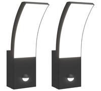 vidaXL Lampes murales d'extérieur LED avec capteur 2 pcs. noir fonte d'aluminium