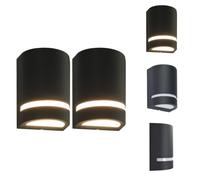 vidaXL Lampes murales extérieures 2 pcs. 35 W noir semi-circulaire - Éclairage extérieur