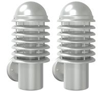 vidaXL Lampes murales extérieures 2 pcs. argent acier inoxydable