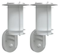 vidaXL Lampes murales extérieures avec détecteur de mouvement 2 pcs. argent Acier inoxydable
