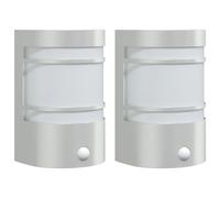 vidaXL Lampes murales extérieures avec détecteur de mouvement 2 pcs. argent Acier inoxydable