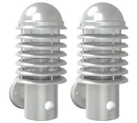 vidaXL Lampes murales extérieures avec détecteur de mouvement 2 pcs. argent Acier inoxydable