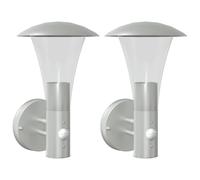 vidaXL Lampes murales extérieures avec détecteur de mouvement 2 pcs. argent Acier inoxydable