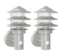 vidaXL Lampes murales extérieures avec détecteur de mouvement 2 pcs. argent Acier inoxydable