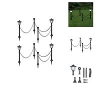 vidaXL Lampes solaires 4 pcs. avec chaîne et poteau - éclairage extérieur