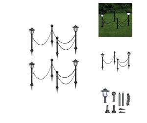 vidaXL Lampes solaires 4 pcs. avec chaîne et poteau - éclairage extérieur
