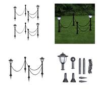 vidaXL Lampes solaires 4 pcs. avec chaîne et poteau - Lampe de jardin - Lampes de jardin - Lampes de jardin