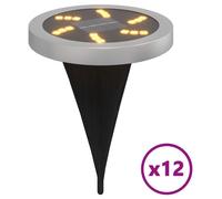 vidaXL Lampes solaires au sol avec piquet de terre 12 pcs. Blanc chaud