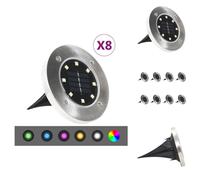 vidaXL Lampes solaires de sol 8 pcs. LED couleur de lumière RGB - éclairage extérieur