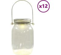 vidaXL Lampes solaires Design de bocaux 12 pcs. Blanc chaud