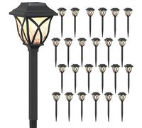 vidaXL Lampes solaires d'extérieur avec cheville de fixation, 24 pièces, lumière blanche chaude, 42 cm, plastique PP