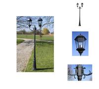 vidaXL Lanterne de jardin à 2 flammes 230 cm Vert foncé/Noir Aluminium - éclairage extérieur