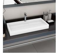 vidaXL Lavabo 100 x 46 x 11 cm en fonte minérale / fonte de marbre blanc
