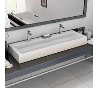 vidaXL Lavabo 120x46 cm Fonte minérale Blanc