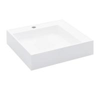 vidaXL Lavabo 50 x 50 x 12,3 cm fonte minérale - Blanc - Design tendance, facile à nettoyer