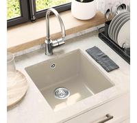 vidaXL Évier Beige 430 x 460 mm 80% Quartz et 20% Résine