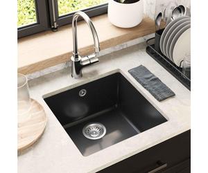 vidaXL Lavabo, 80% quartz et 20% résine, 430 x 460 mm, noir