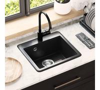 vidaXL Lavabo noir 470 x 440 mm granit