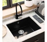 vidaXL Évier Noir 530 x 460 mm 80% Quartz et 20% Résine