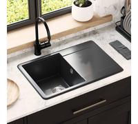 vidaXL Lavabo, 80 % quartz et 20 % résine, 670 x 460 mm, noir