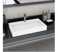vidaXL - Lavabo 80 x 46 x 11 cm - Fonte minérale, marbre blanc