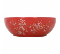 Opzetwasbak rond Î¦41x14 cm keramiek wit en rood155052