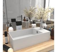 vidaXL Lavabo à trop-plein - Blanc Mat
