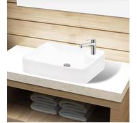 vidaXL Lavabo à Trou Pour Robinet Céramique Blanc pour Salle de Bain Lavobo 141934
