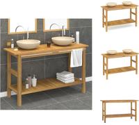 vidaXL Lavabo avec bassin en marbre crème bois massif teck - lavabos de salle de bains