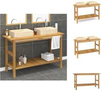 vidaXL Lavabo avec bassin en marbre crème bois massif teck - lavabos de salle de bains