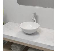 vidaXL Lavabo avec Mitigeur Rond Céramique Blanc