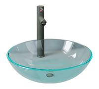 vidaXL lavabo avec robinet et vidage en verre trempé