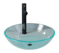 vidaXL lavabo avec robinet et vidage en verre trempé