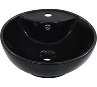 vidaXL Lavabo avec trop-plein 46,5 x 18 cm Céramique noire