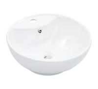 vidaXL Lavabo avec trop-plein 46,5 x 18 cm céramique blanche