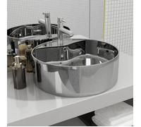 vidaXL Lavabo avec trop-plein 46,5 x 15,5 cm Céramique argentée