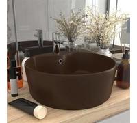 vidaXL Lavabo avec trop-plein Marron foncé mat 36x13 cm Céramique