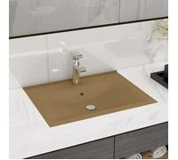vidaXL Lavabo de luxe 60x46 cm Céramique Crème mat avec trou pour robinet