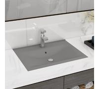 vidaXL Lavabo avec trou de robinet - Gris clair mat