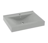 vidaXL Lavabo de luxe avec trou pour robinet gris clair mat 60x46 cm Céramique