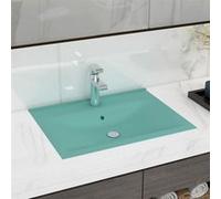 vidaXL Lavabo de luxe avec trou pour robinetterie Vert clair mat 60x46 cm Céramique