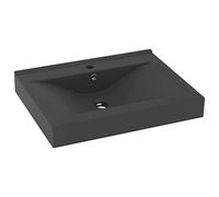 vidaXL Lavabo avec Trou de Robinet Vasque à Poser de Toilette Lave-mains de Salle de Bain Cuisine Maison Intérieur Gris Foncé Mat 60x46 cm Céramique