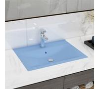 vidaXL Lavabo de luxe avec trou de robinetterie bleu clair mat 60x46 cm Céramique