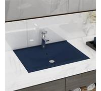 vidaXL Lavabo de luxe avec trou pour robinet Bleu foncé mat 60x46 cm Céramique