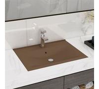 vidaXL Lavabo de luxe 60x46 cm Céramique Crème mat avec trou pour robinet
