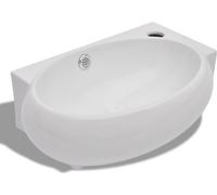vidaXL Lavabo avec trou pour robinet et trou pour trop-plein Céramique blanche
