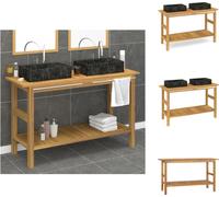 vidaXL Lavabo avec vasque en marbre noir teck massif - lavabos de salle de bains
